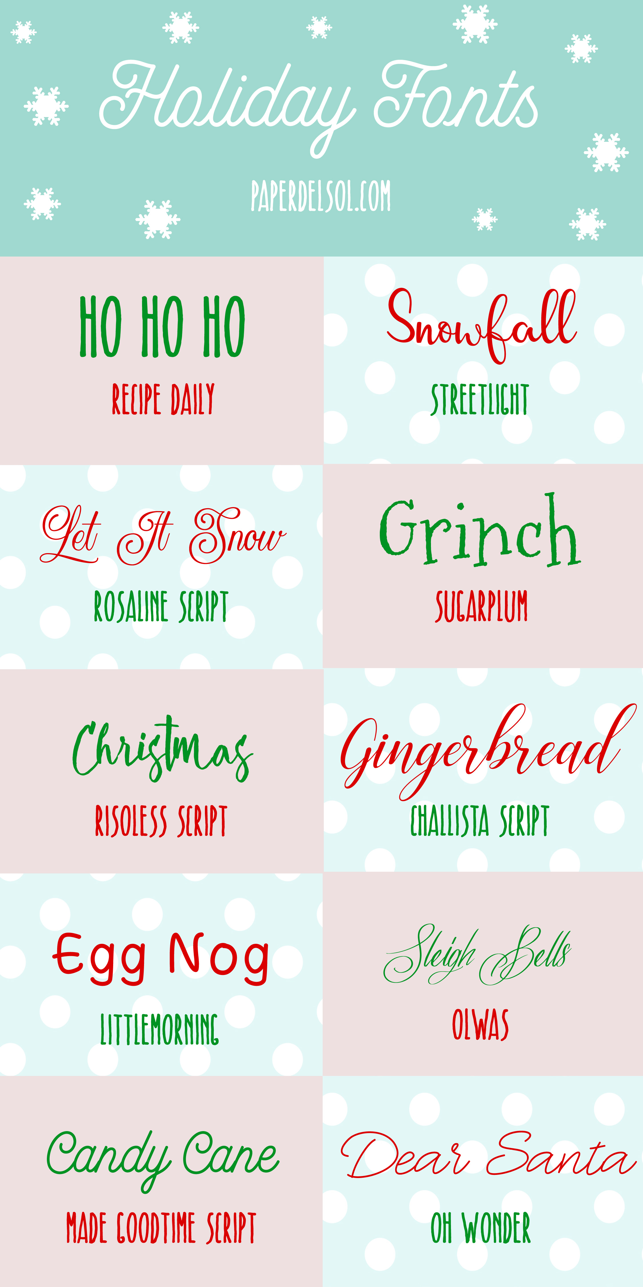 Christmas Fonts Copy Paper Del Sol